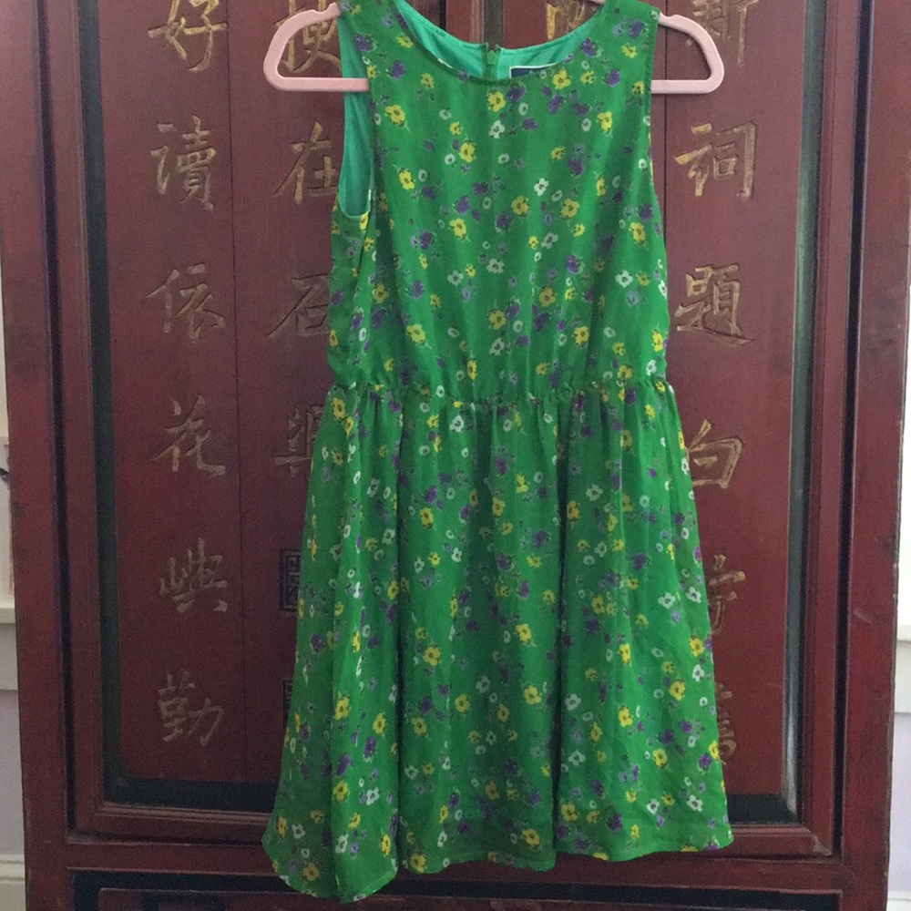 Green floral Japanese summer dress